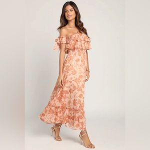 Lulus Love and Blooms off-should maxi dress XS